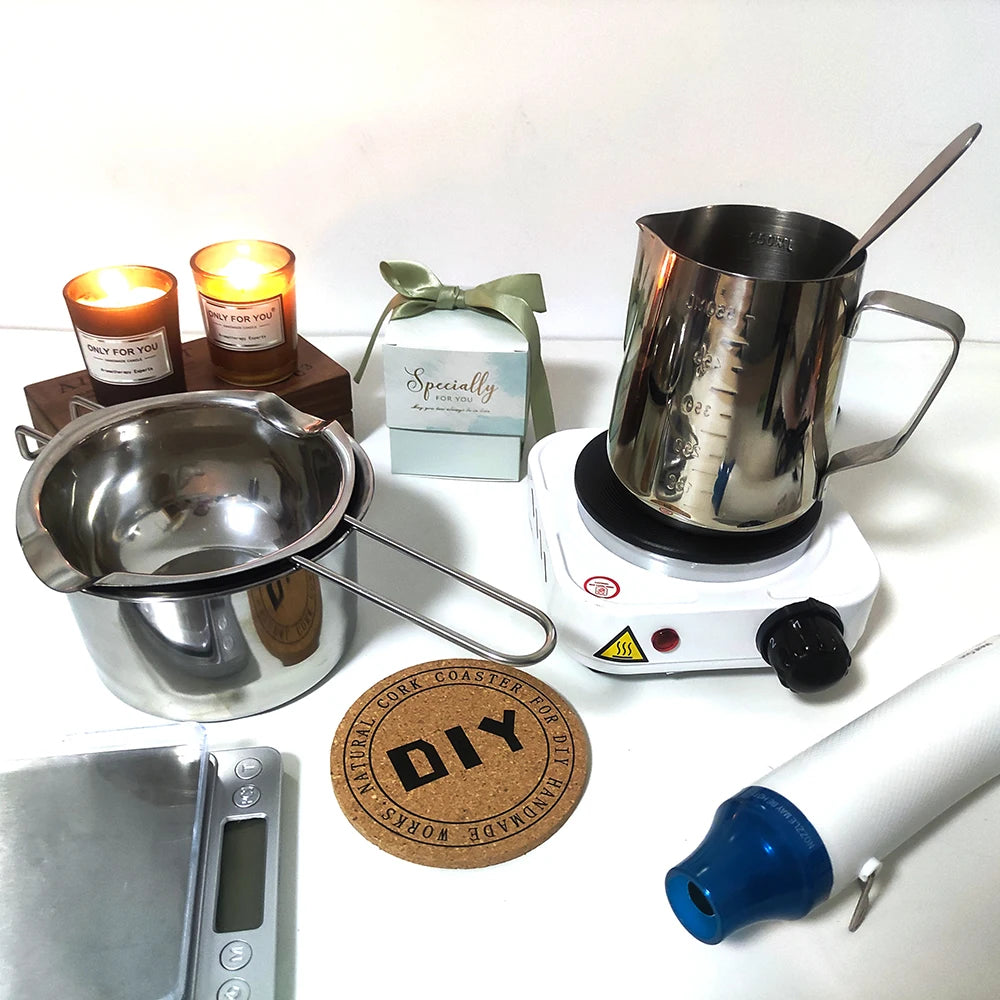 DIY Candle Craft Tools Kit with Wax Melting Hot Plate, Candle Making Supplies Accessories, Aromatherapy Wax Candle Making Kit