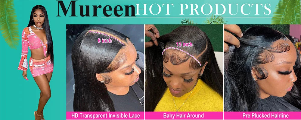 250% Density Straight Hair 13x6 HD Lace Frontal Wig 100% Human Hair 13x4 Full Lace Front Wig For Women Human Hair Wigs