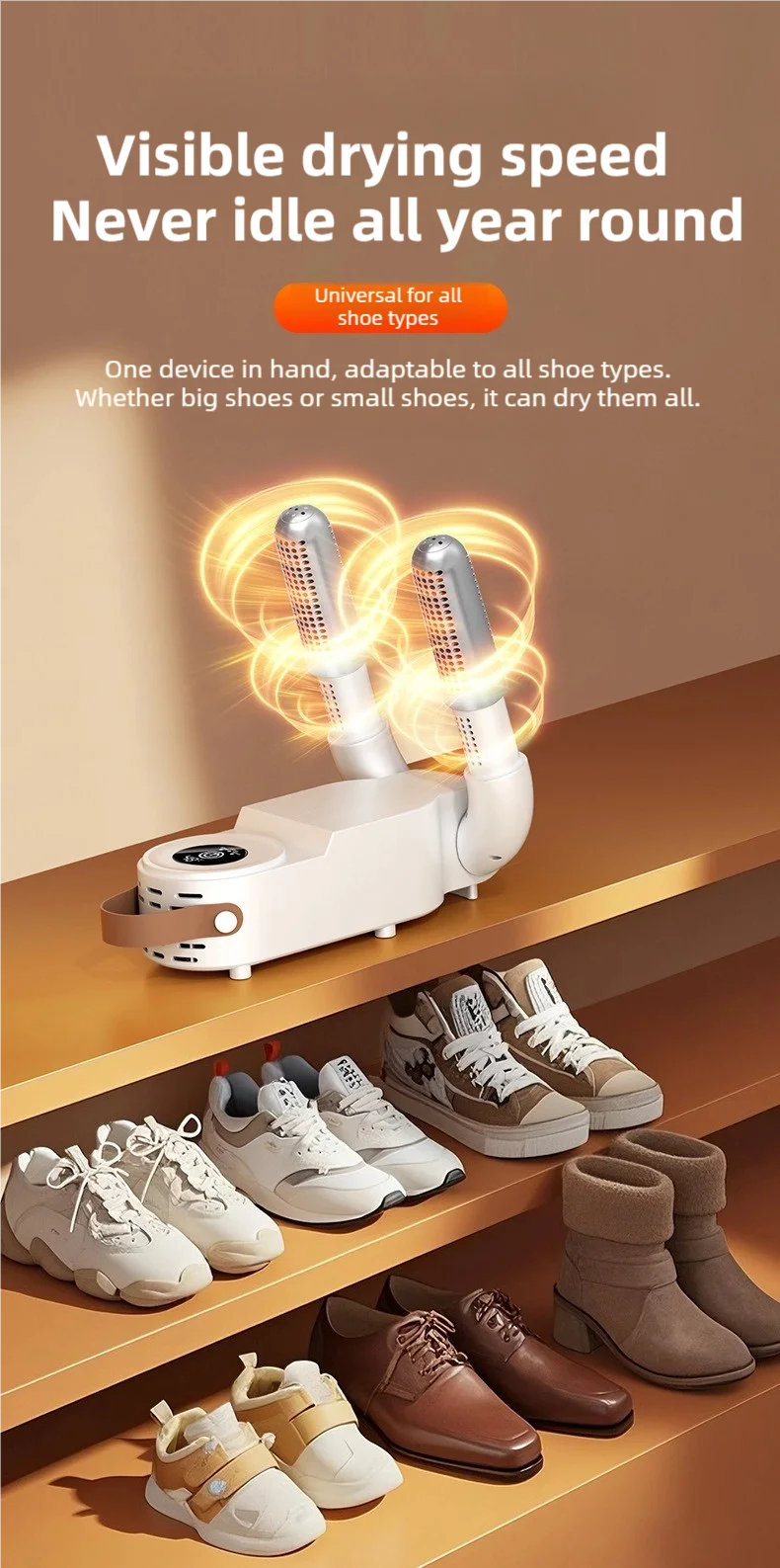 TINSOL New Foldable Touch Screen Shoe Dryer Fast Heating Sterilization Heater Socks Dryer Shoe Hot Air Deodorizing Dehumidifier