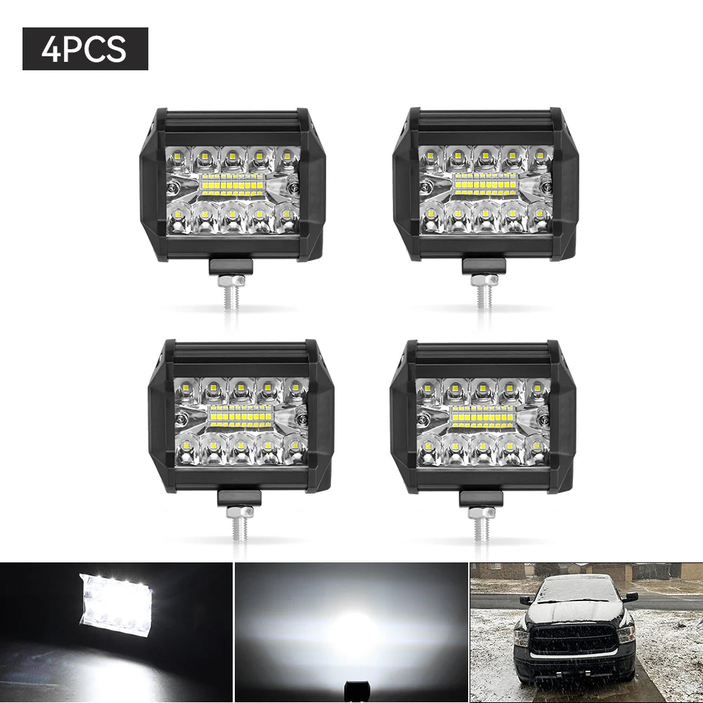 12V 24V Headlight Truck Farm Tractor Boat SUV ATV Light Bar/work Light Car LED Light Bar Offroad 4x4 Spotlights Fog Lamp