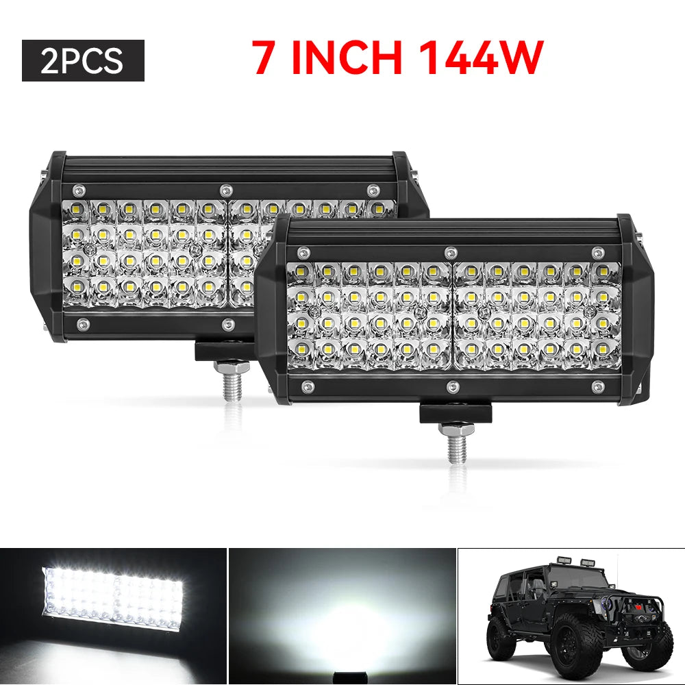 12V 24V Headlight Truck Farm Tractor Boat SUV ATV Light Bar/work Light Car LED Light Bar Offroad 4x4 Spotlights Fog Lamp