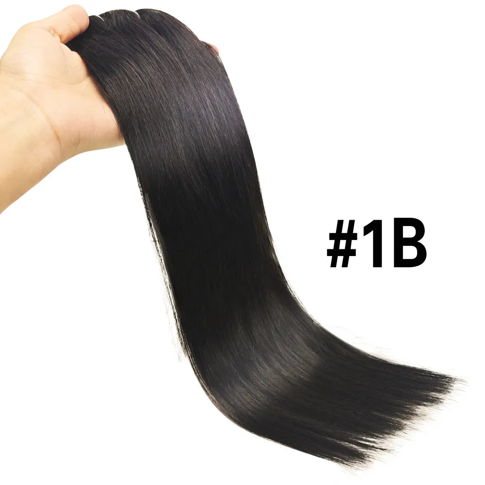 Clip Ins Straight Seamless Brazilian Human Hair Extensions Natural Color Invisible Clip In Hair Extension 16-26 Inches For Women
