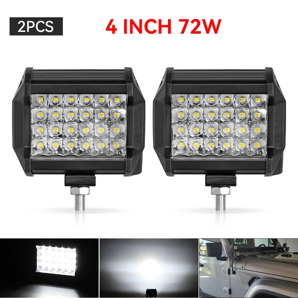 12V 24V Headlight Truck Farm Tractor Boat SUV ATV Light Bar/work Light Car LED Light Bar Offroad 4x4 Spotlights Fog Lamp