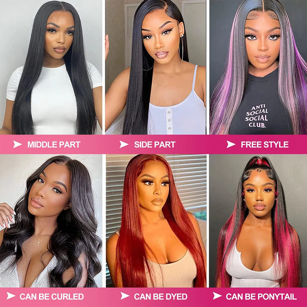 250% Density Straight Hair 13x6 HD Lace Frontal Wig 100% Human Hair 13x4 Full Lace Front Wig For Women Human Hair Wigs