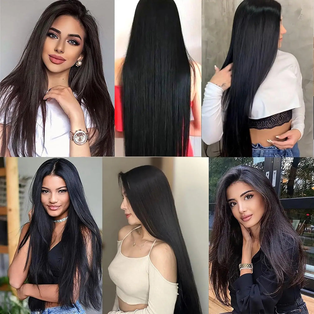 Natural Straight Clip in Hair Extensions Human Hair Seamless Clip in Extensions 100% Unprocessed Full Head Brazilian Virgin Hair