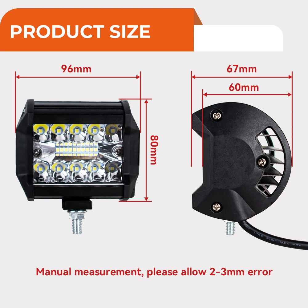 12V 24V Headlight Truck Farm Tractor Boat SUV ATV Light Bar/work Light Car LED Light Bar Offroad 4x4 Spotlights Fog Lamp