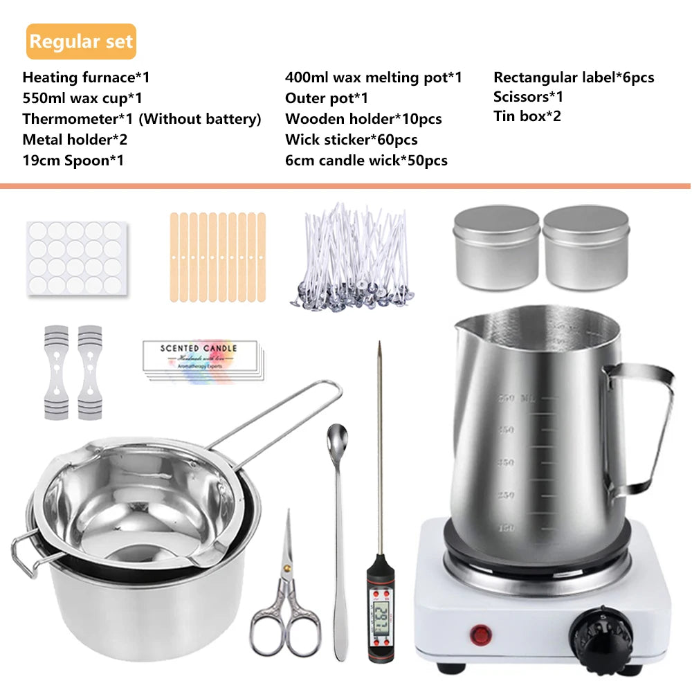 DIY Candle Craft Tools Kit with Wax Melting Hot Plate, Candle Making Supplies Accessories, Aromatherapy Wax Candle Making Kit