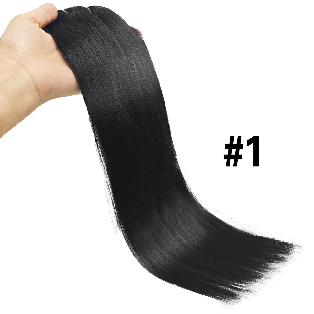 Clip Ins Straight Seamless Brazilian Human Hair Extensions Natural Color Invisible Clip In Hair Extension 16-26 Inches For Women