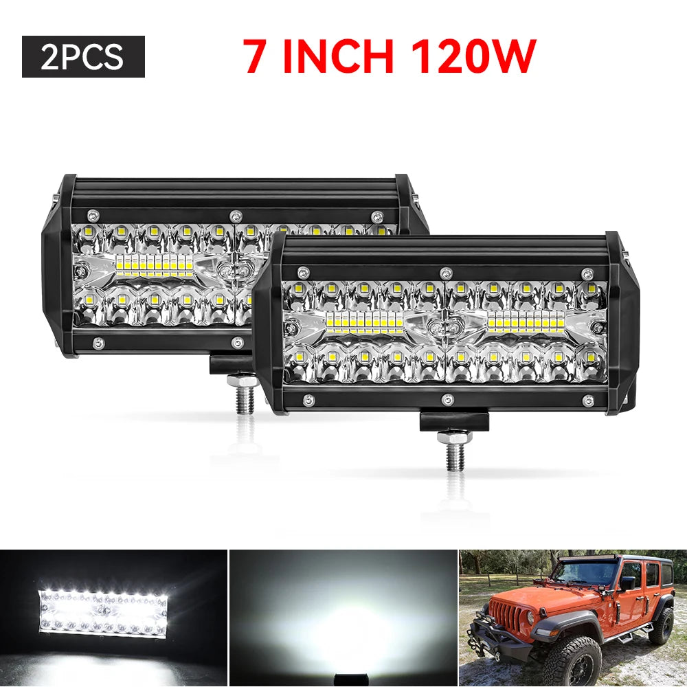 12V 24V Headlight Truck Farm Tractor Boat SUV ATV Light Bar/work Light Car LED Light Bar Offroad 4x4 Spotlights Fog Lamp