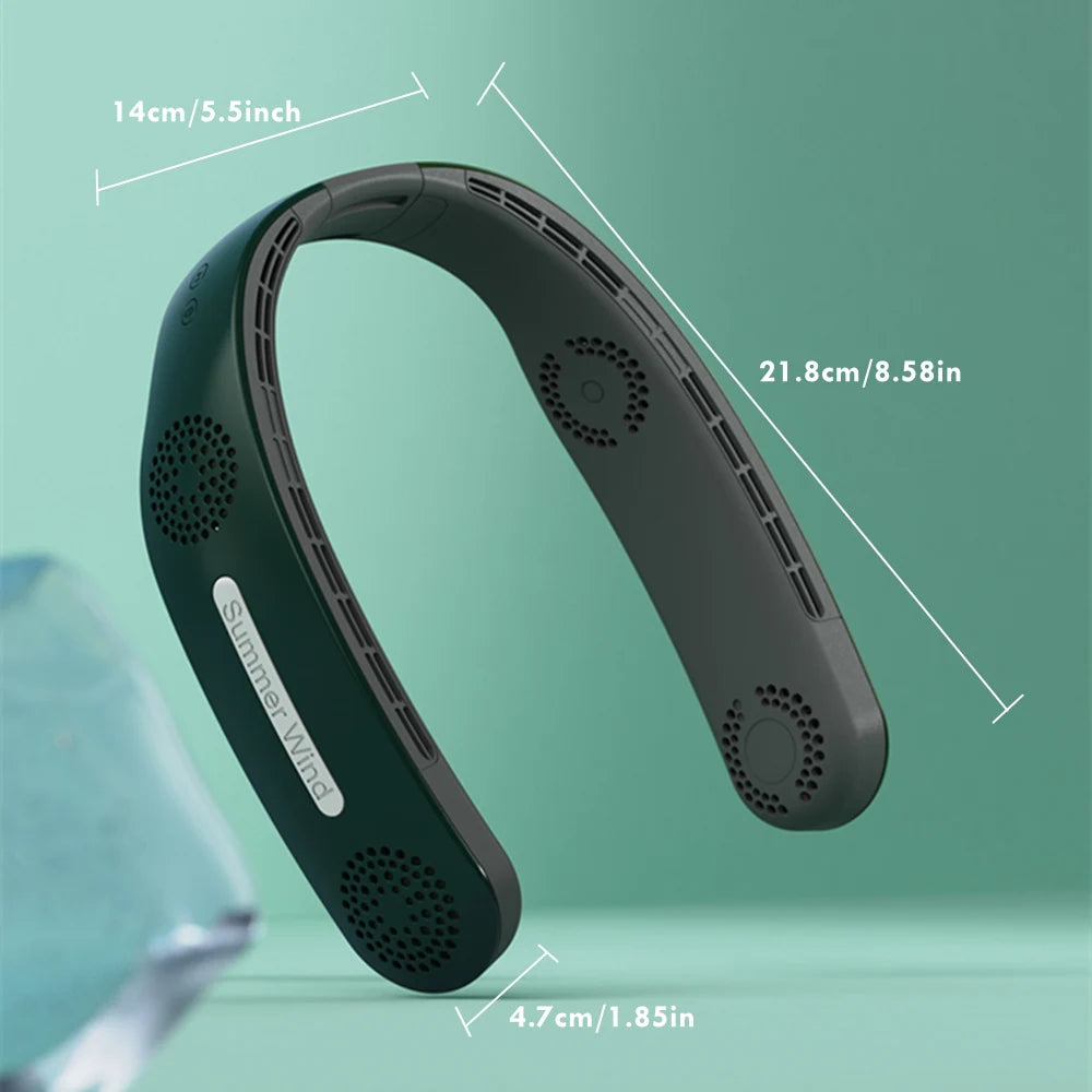 Neck Fan Portable Fan 360°Cooling Airflow Bladeless Neck Fan USB Rechargeable with 3 Speeds Adjustment Wearable Personal Fan