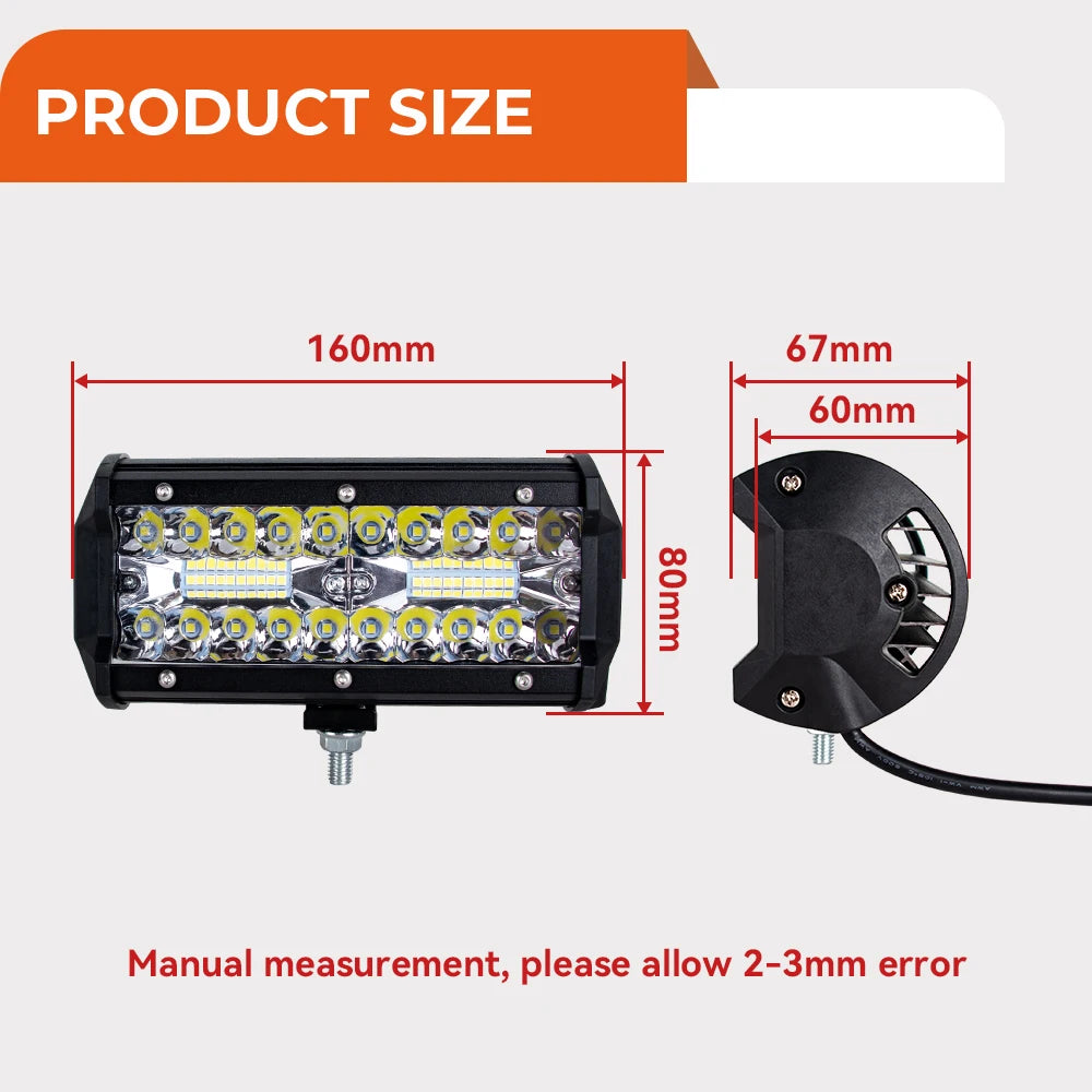 12V 24V Headlight Truck Farm Tractor Boat SUV ATV Light Bar/work Light Car LED Light Bar Offroad 4x4 Spotlights Fog Lamp