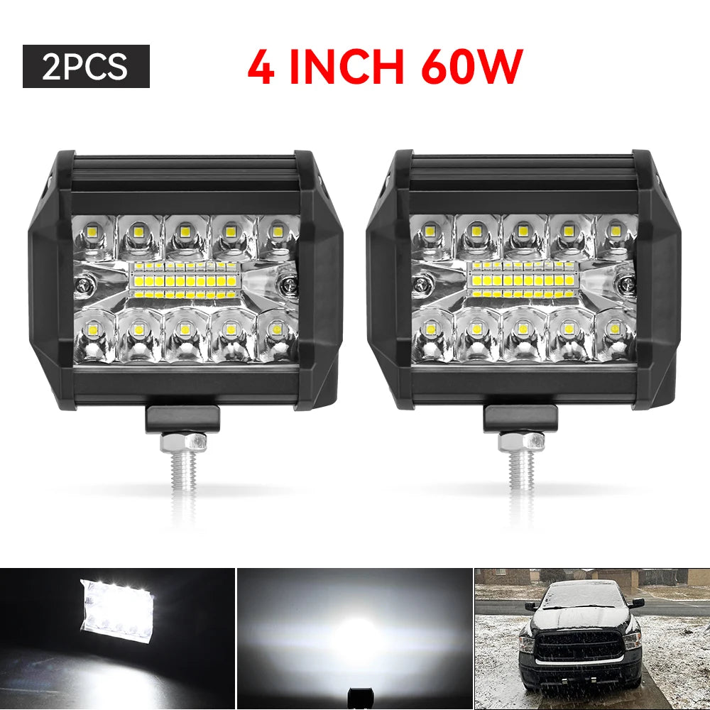 12V 24V Headlight Truck Farm Tractor Boat SUV ATV Light Bar/work Light Car LED Light Bar Offroad 4x4 Spotlights Fog Lamp