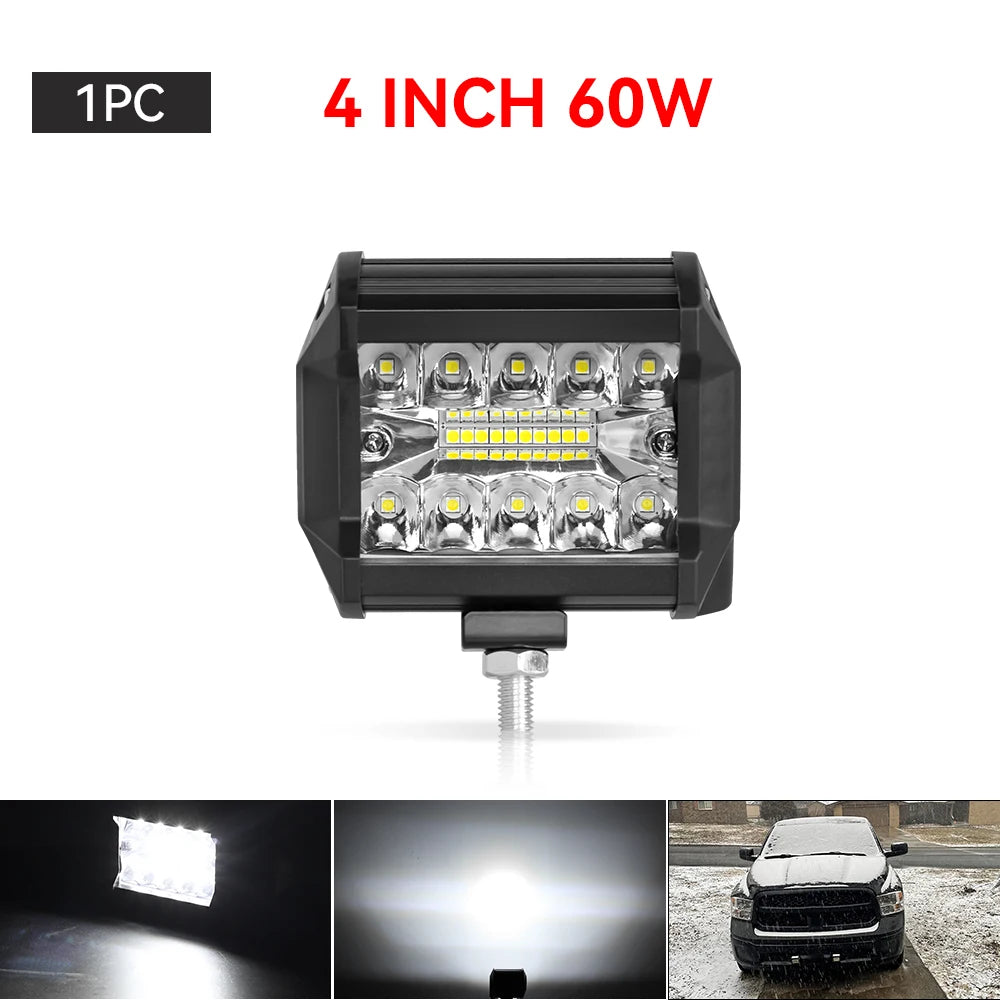 12V 24V Headlight Truck Farm Tractor Boat SUV ATV Light Bar/work Light Car LED Light Bar Offroad 4x4 Spotlights Fog Lamp