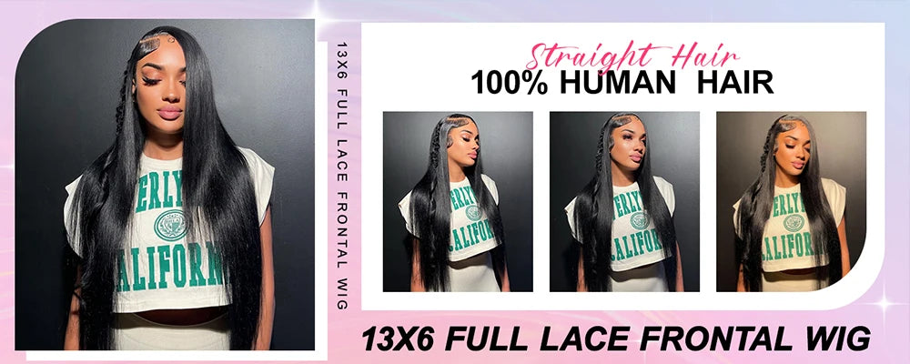 250% Density Straight Hair 13x6 HD Lace Frontal Wig 100% Human Hair 13x4 Full Lace Front Wig For Women Human Hair Wigs