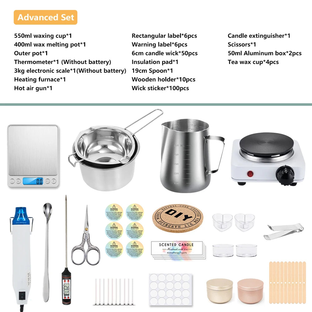 DIY Candle Craft Tools Kit with Wax Melting Hot Plate, Candle Making Supplies Accessories, Aromatherapy Wax Candle Making Kit