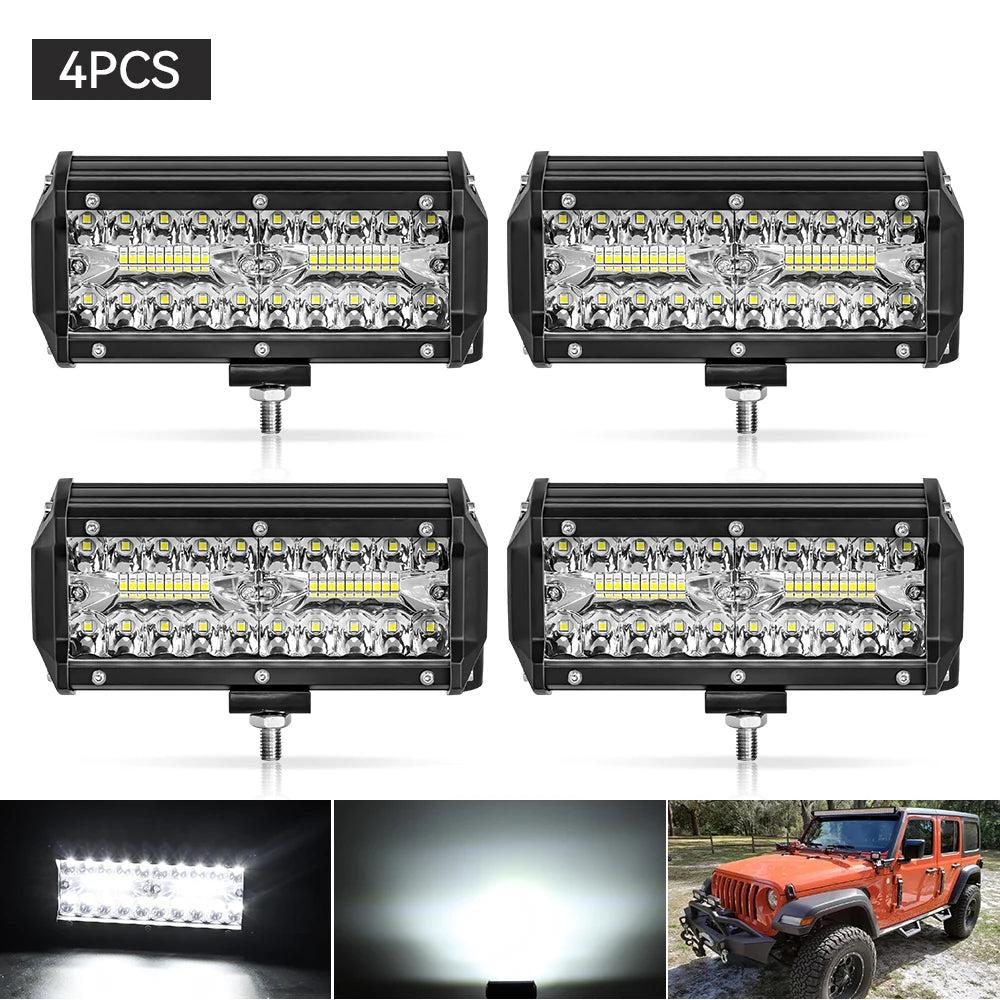 12V 24V Headlight Truck Farm Tractor Boat SUV ATV Light Bar/work Light Car LED Light Bar Offroad 4x4 Spotlights Fog Lamp