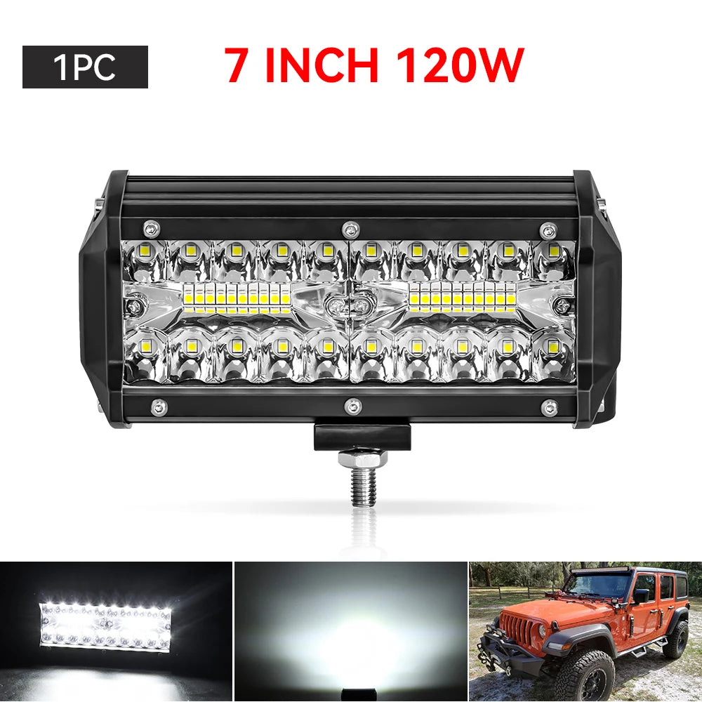 12V 24V Headlight Truck Farm Tractor Boat SUV ATV Light Bar/work Light Car LED Light Bar Offroad 4x4 Spotlights Fog Lamp
